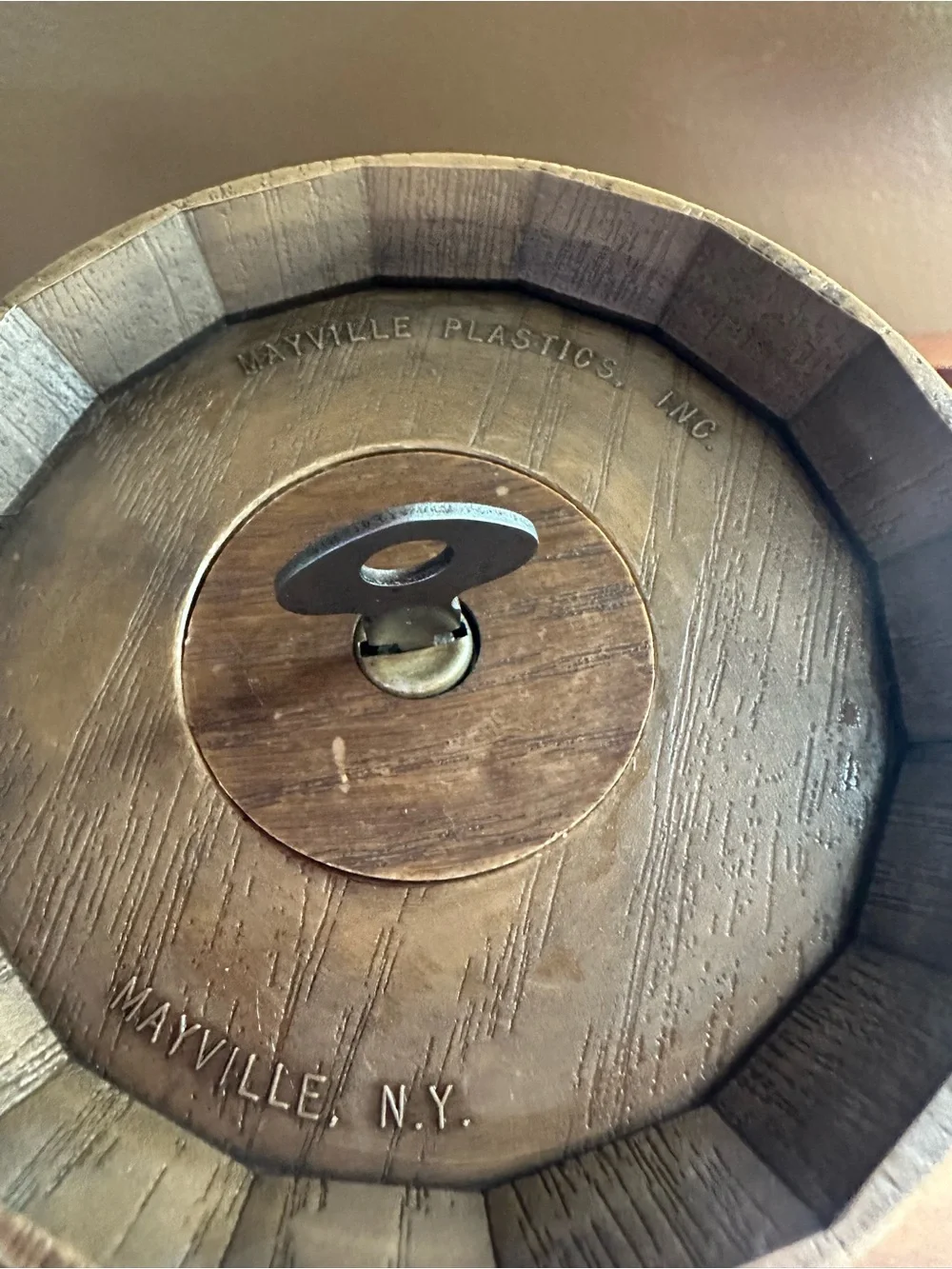 Vintage Barrel Coin Bank with Gold Bands